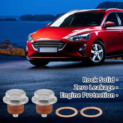 2 x M18x1.5 Copper Oil Drain Plug with Gasket for Car/Motorcycle Silver Red