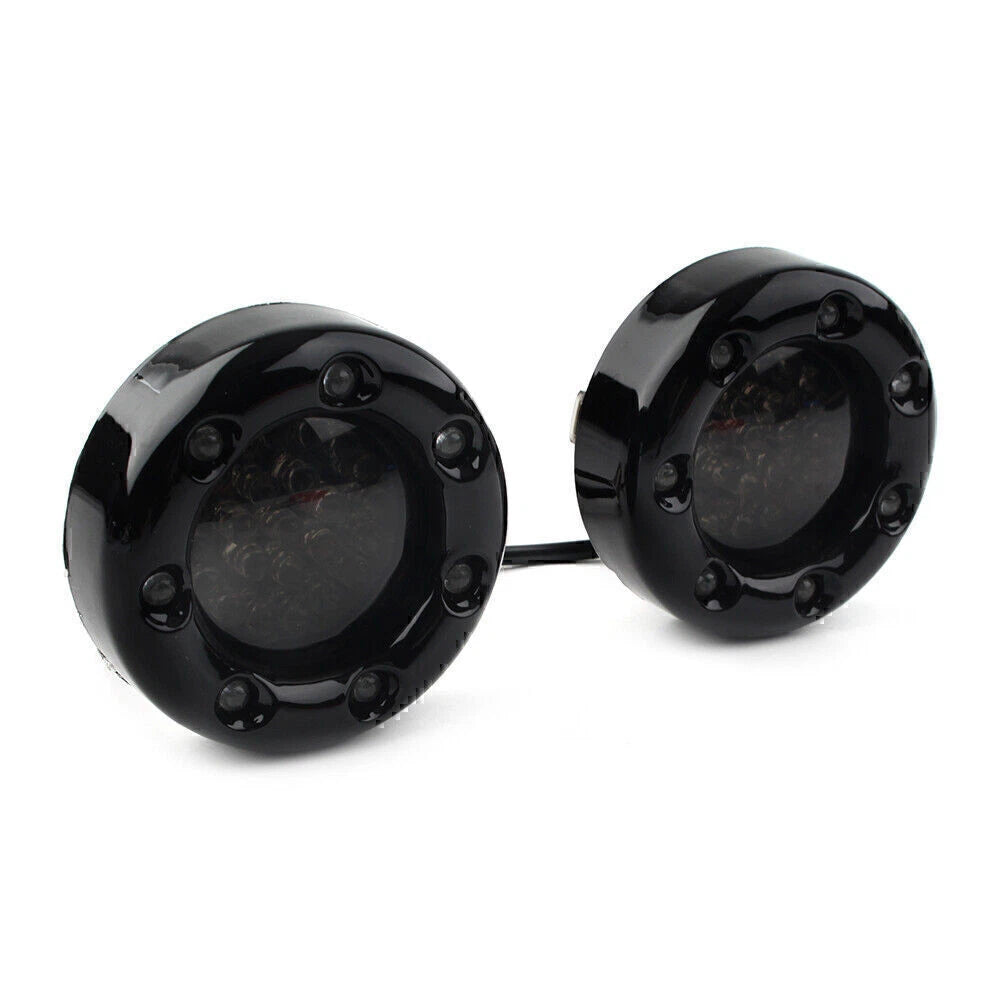 7 LED Black Fire Ring Turn Signal Lights for Harley Softail Dyna