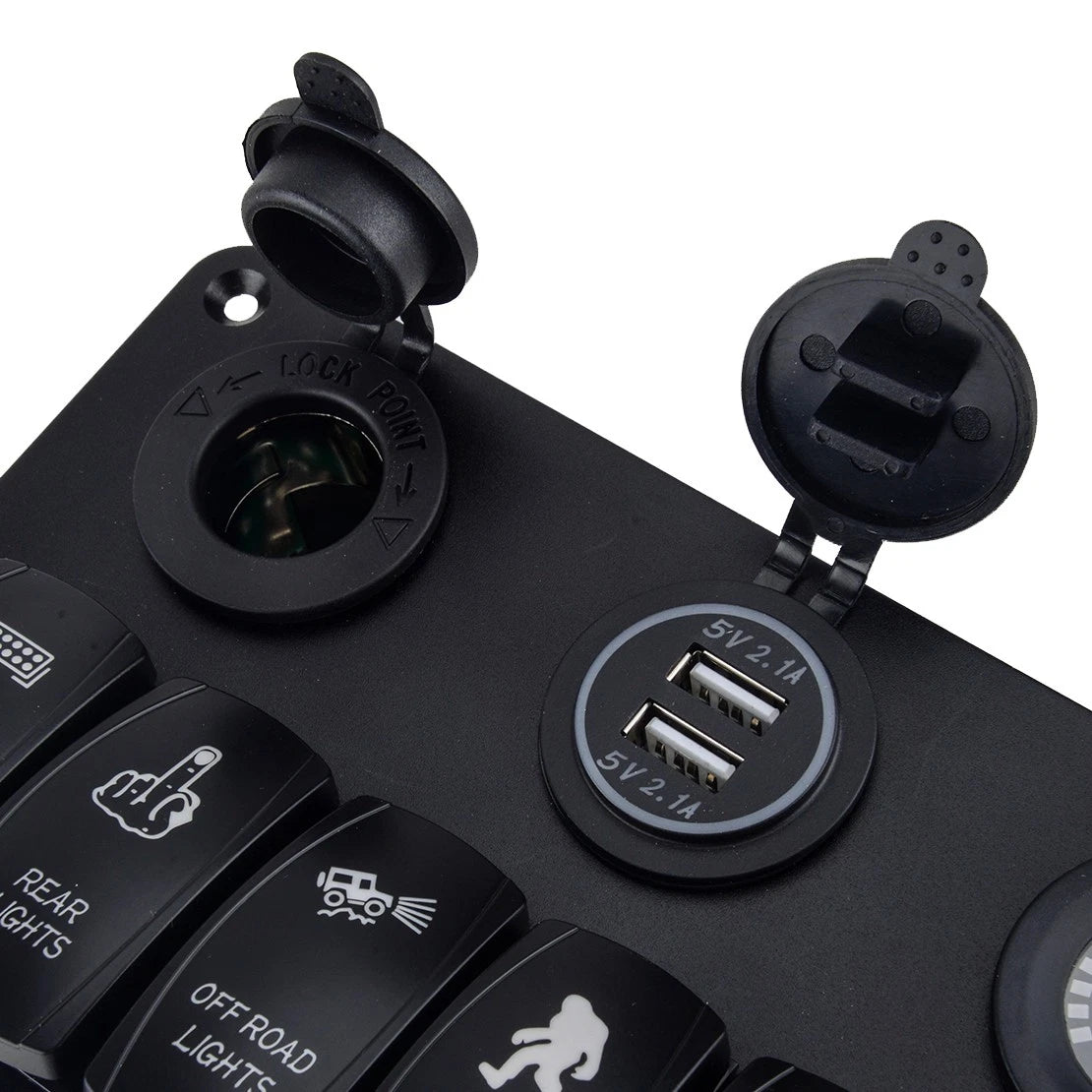 6 Gang Waterproof Circuit Breaker Toggle Rocker Switch Panel for Universal Car