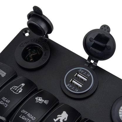 6 Gang Waterproof Circuit Breaker Toggle Rocker Switch Panel for Universal Car