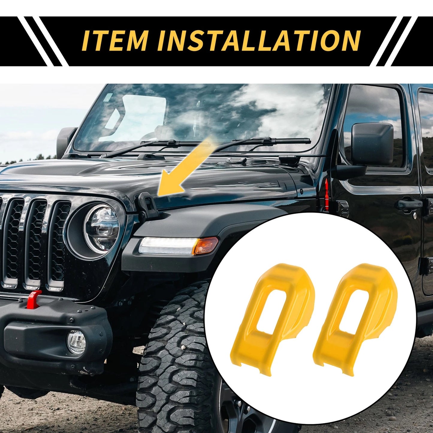 2 x Hood Latch Lock Catch Brackets Covers for Jeep Wrangler JL JLU (2018-2023)