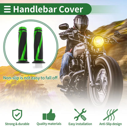 7/8" 22mm Hand Grips Cover Kit for Motorcycle Green