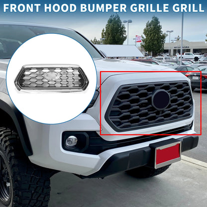 Front Hood Bumper Grille for Toyota Tacoma (2021–2023) Chrome Silver Tone