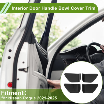 Carbon Fiber Black Interior Door Handle Bowl Cover for Nissan Rogue (21-25)