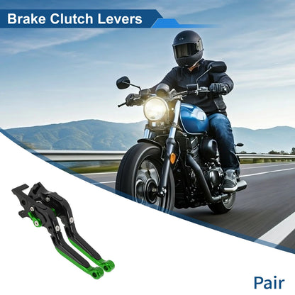 Brake Clutch Levers Short/Long for YAMAHA MT-03 Black Handle Green End (2018–2022)