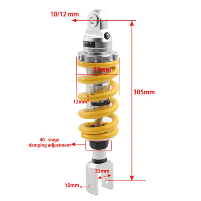 12'' Motorcycle Shock Absorber for Dirt Pit Bike ATV Quad - Yellow