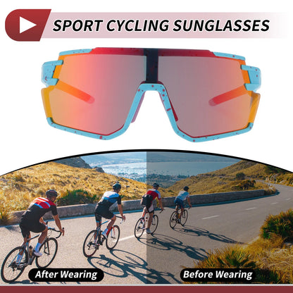 Goggles for Motorcycle Riding Colorful Lens Blue Red Frame UV400