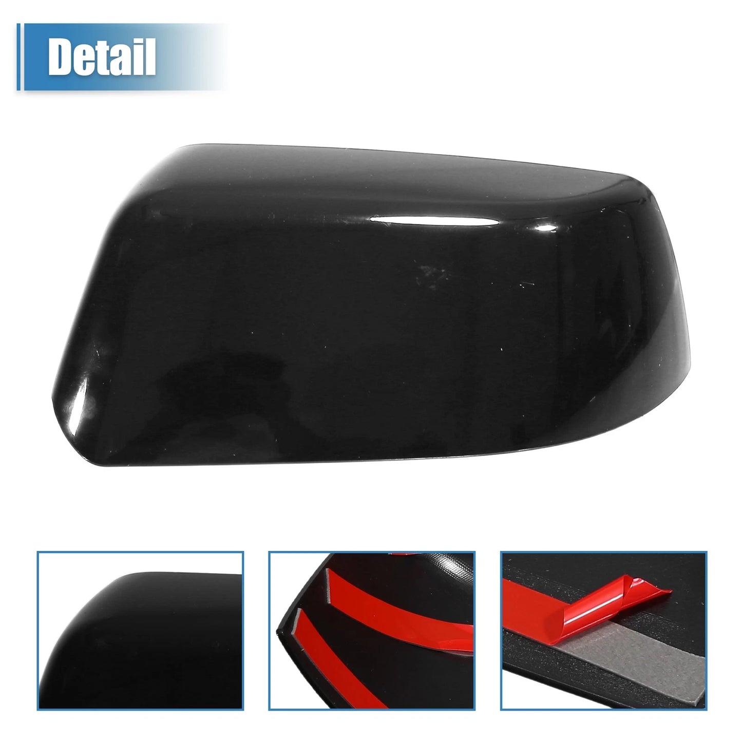 Gloss Black Top Half Mirror Cover Overlay for Chevy Suburban Tahoe GMC