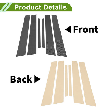 6 Pcs Door Pillar Window Trim for BMW 3-Series (1999-2005) Carbon Fiber Black