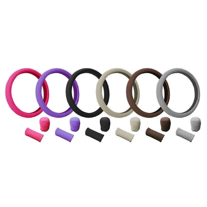 14''/15'' Rose Red Car Steering Wheel Cover for Good Grip Mesh Cloth