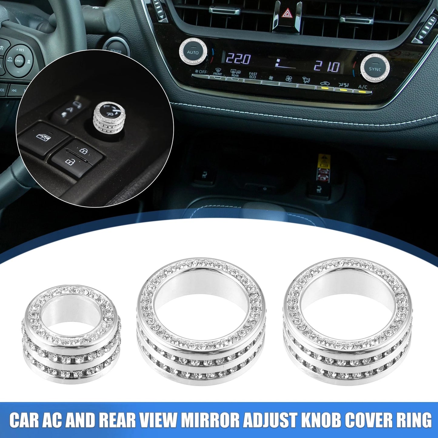 AC and Rear View Mirror Adjust Knob Cover Ring for Toyota Corolla