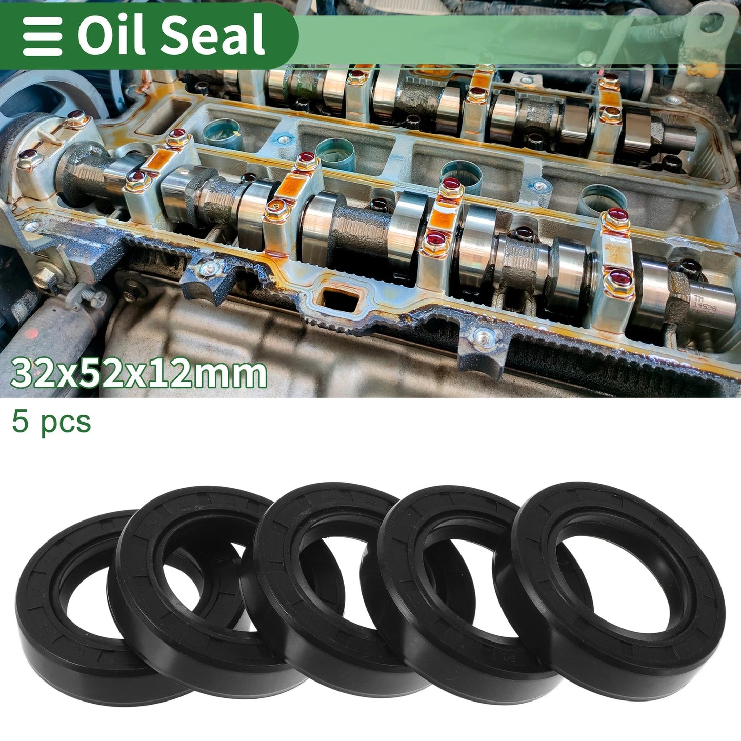 Oil Seal / 32x52x12mm / Rotary Shaft Seal NBR Rubber Black 5 Pcs