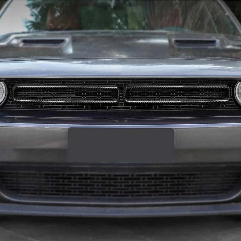 Carbon Fiber Front Grill Grille Inserts Trim Cover for Dodge Challenger 2015-23