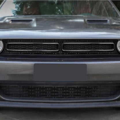 Carbon Fiber Front Grill Grille Inserts Trim Cover for Dodge Challenger 2015-23