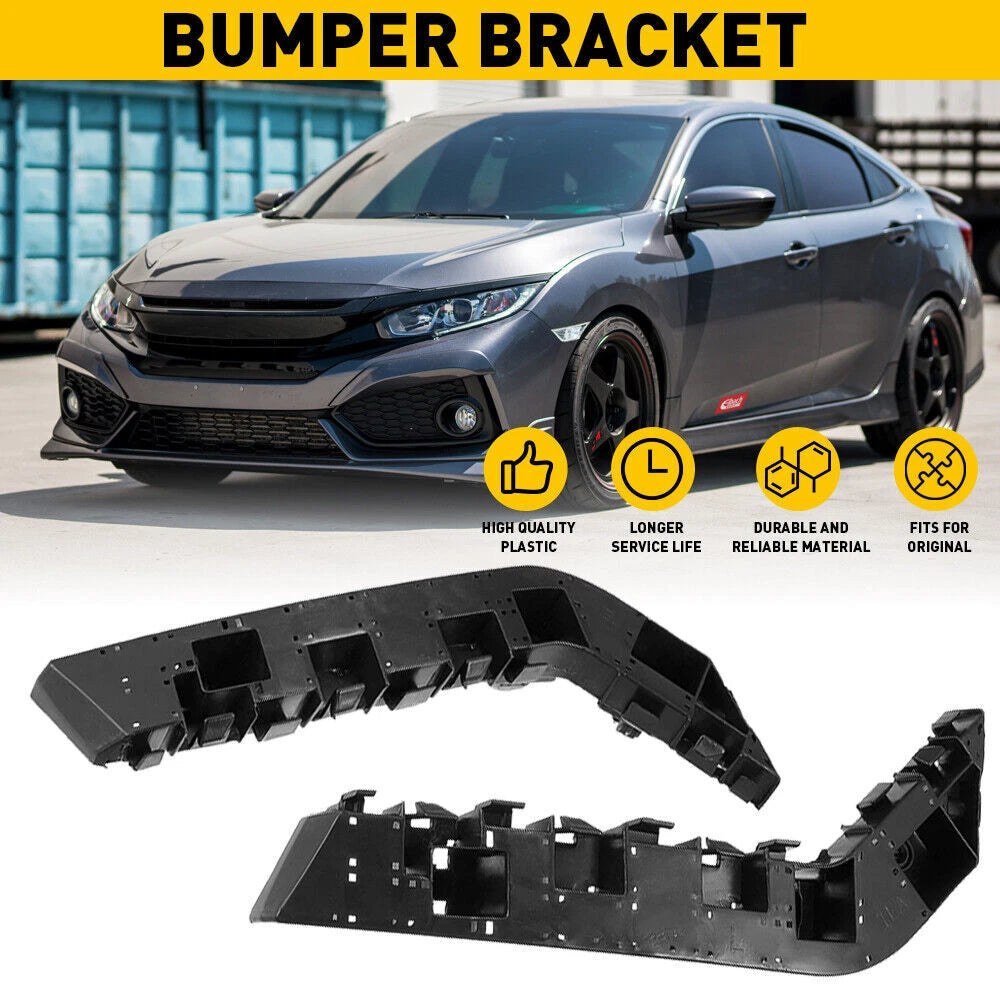 Front Bumper Bracket Set for 2016-2021 Honda Civic 2 x Driver & Passenger Side