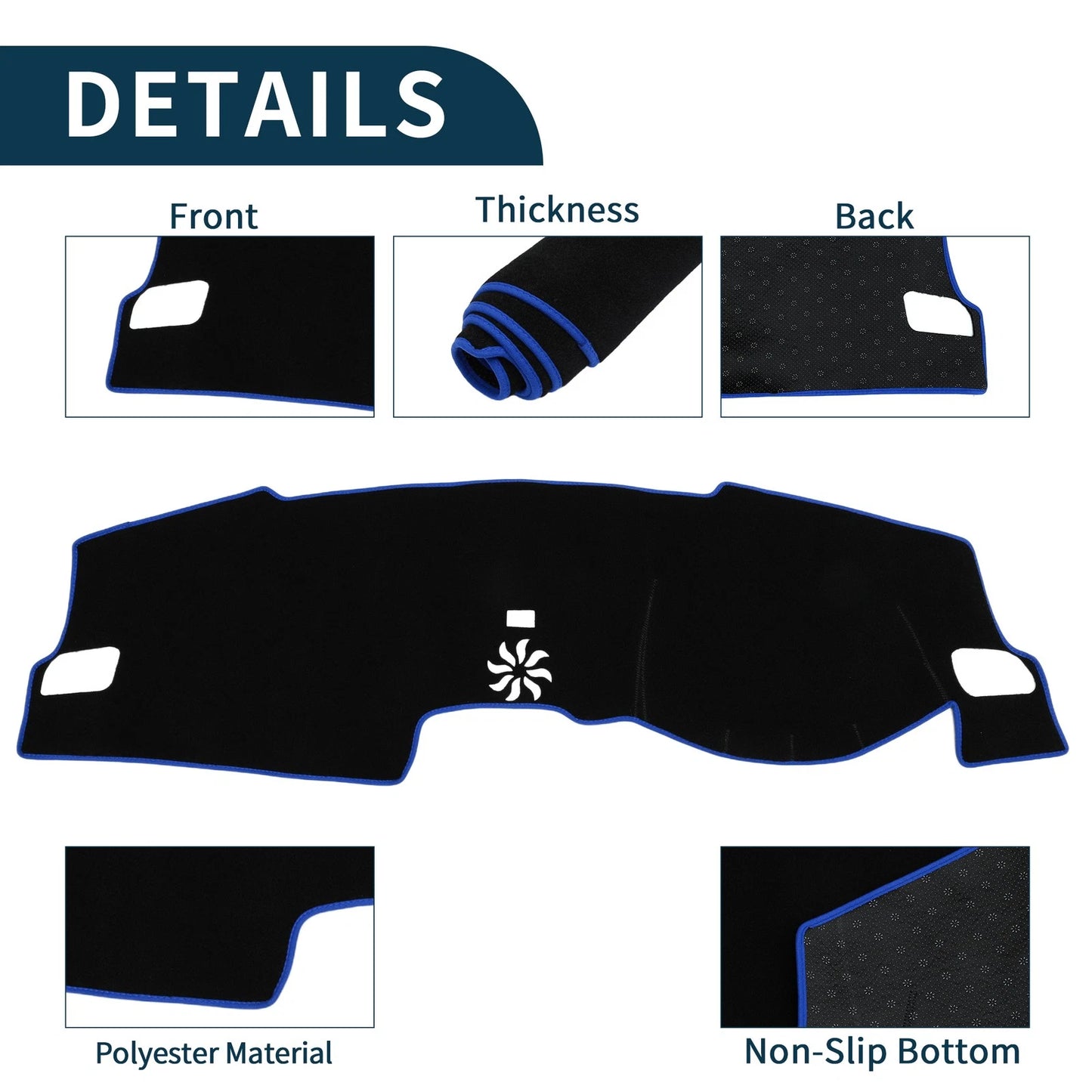 Dashboard Cover Mat for Honda Civic FL5 2022-2024 Sun Protector Black Blue