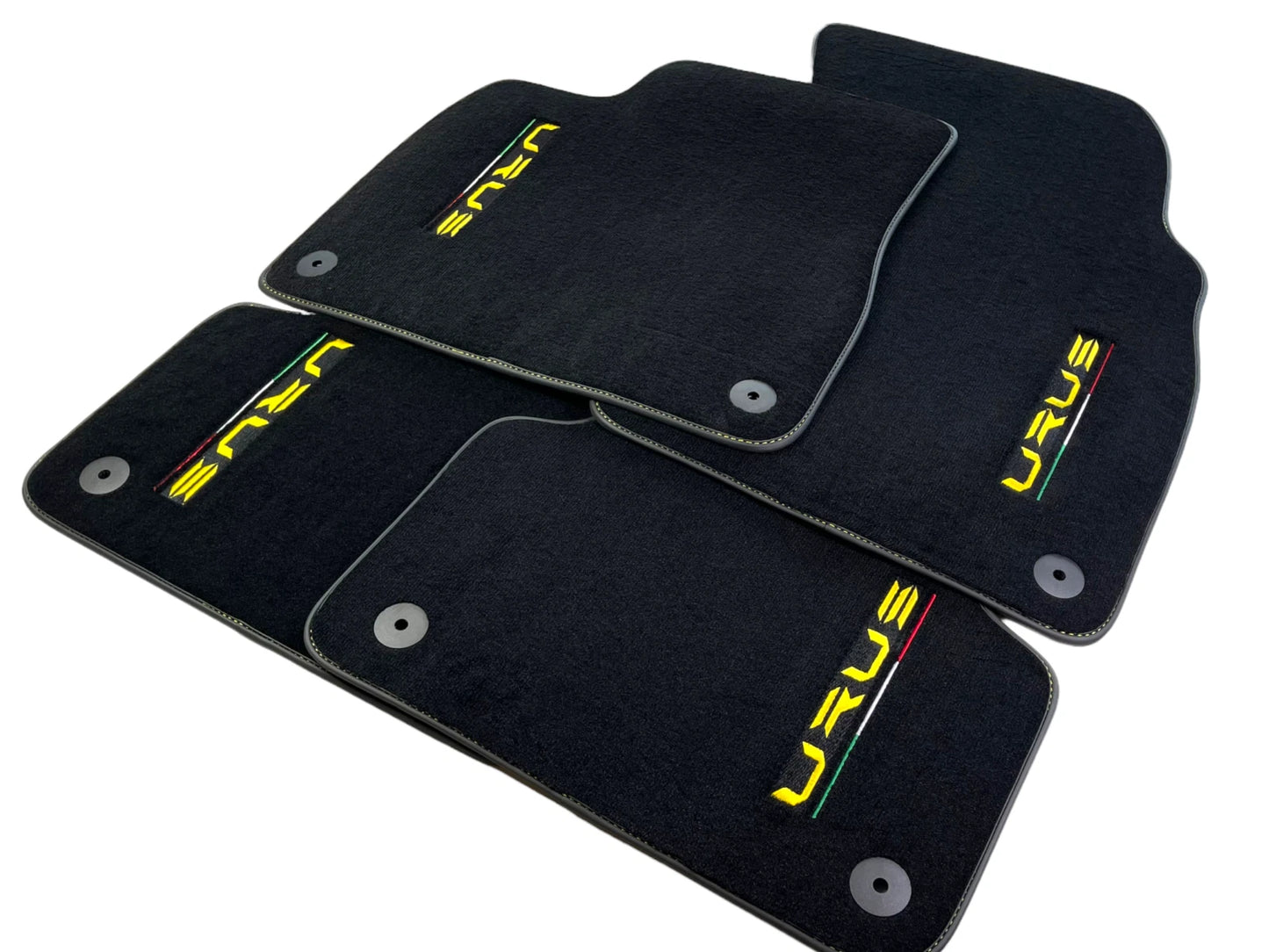 Floor Mats for Lamborghini Urus 2018-2024 Black Carpets with Yellow Stitching