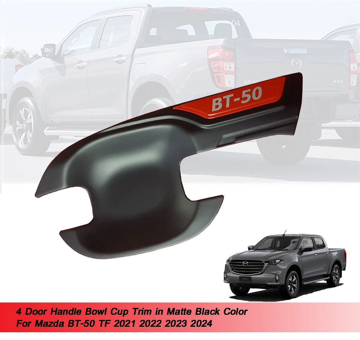 4 x Door Handle Bowl Trim for Mazda BT-50 (2021-2024)