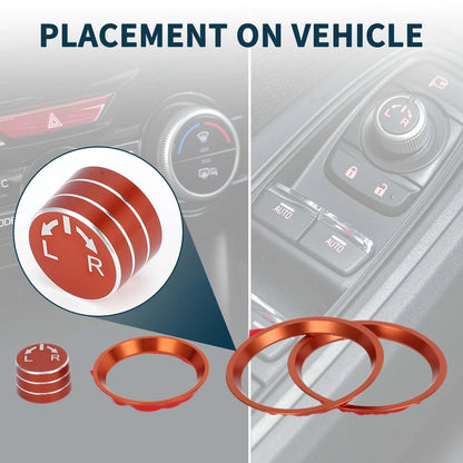 4 x Orange AC Climate Heater Mirror Knob Covers for Subaru Forester (2019-2024)