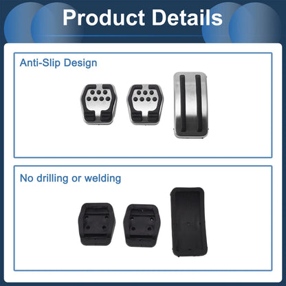 3 x Manual Transmission Foot Accelerator Pedal Covers for Ford Focus (2012-2016)