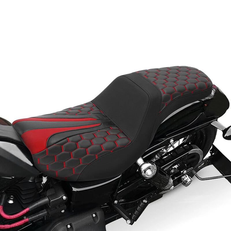 Black Red Driver & Passenger Seat for Harley Dyna Street Fat Bob (06-17)