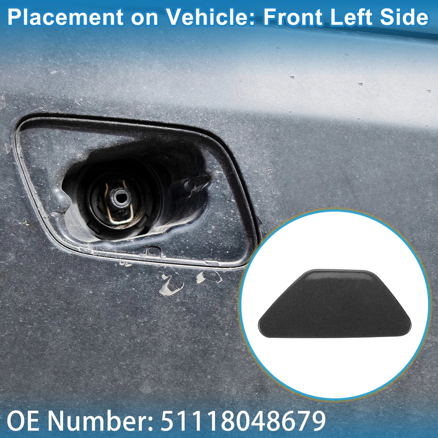 Front Left Washer Nozzle Cover for BMW 528i (2011-2016) Gray