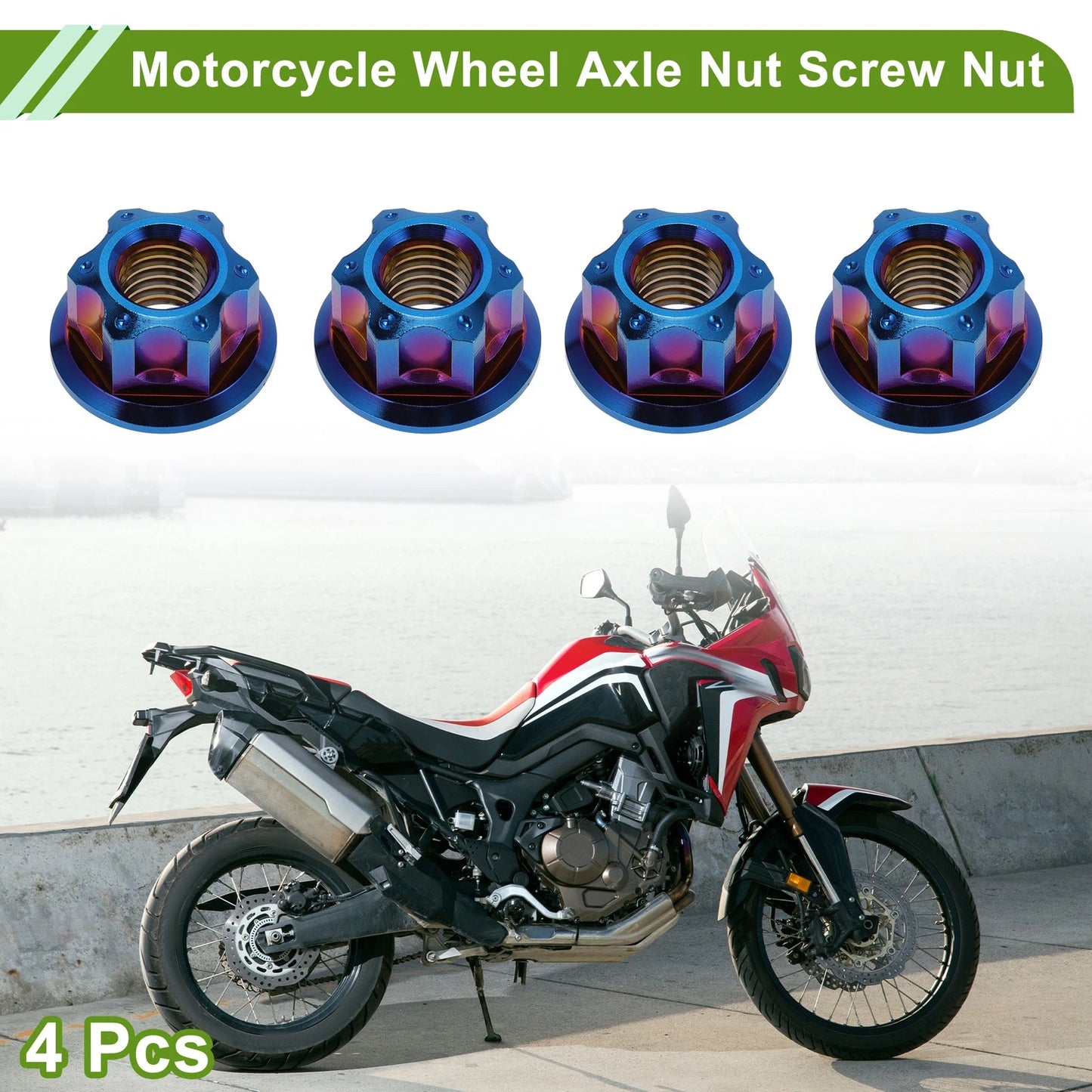Axle Nut M8x1.25 for Cars/Motorcycles/Bicycles 4 Pcs