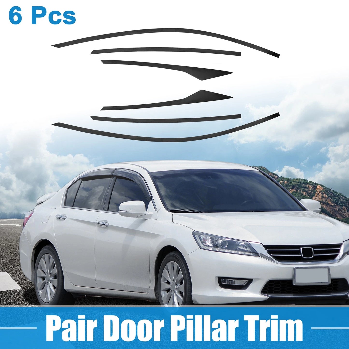 6 Pcs Windshield B Pillar Trim for Honda Accord (2018-2022) Matte Black