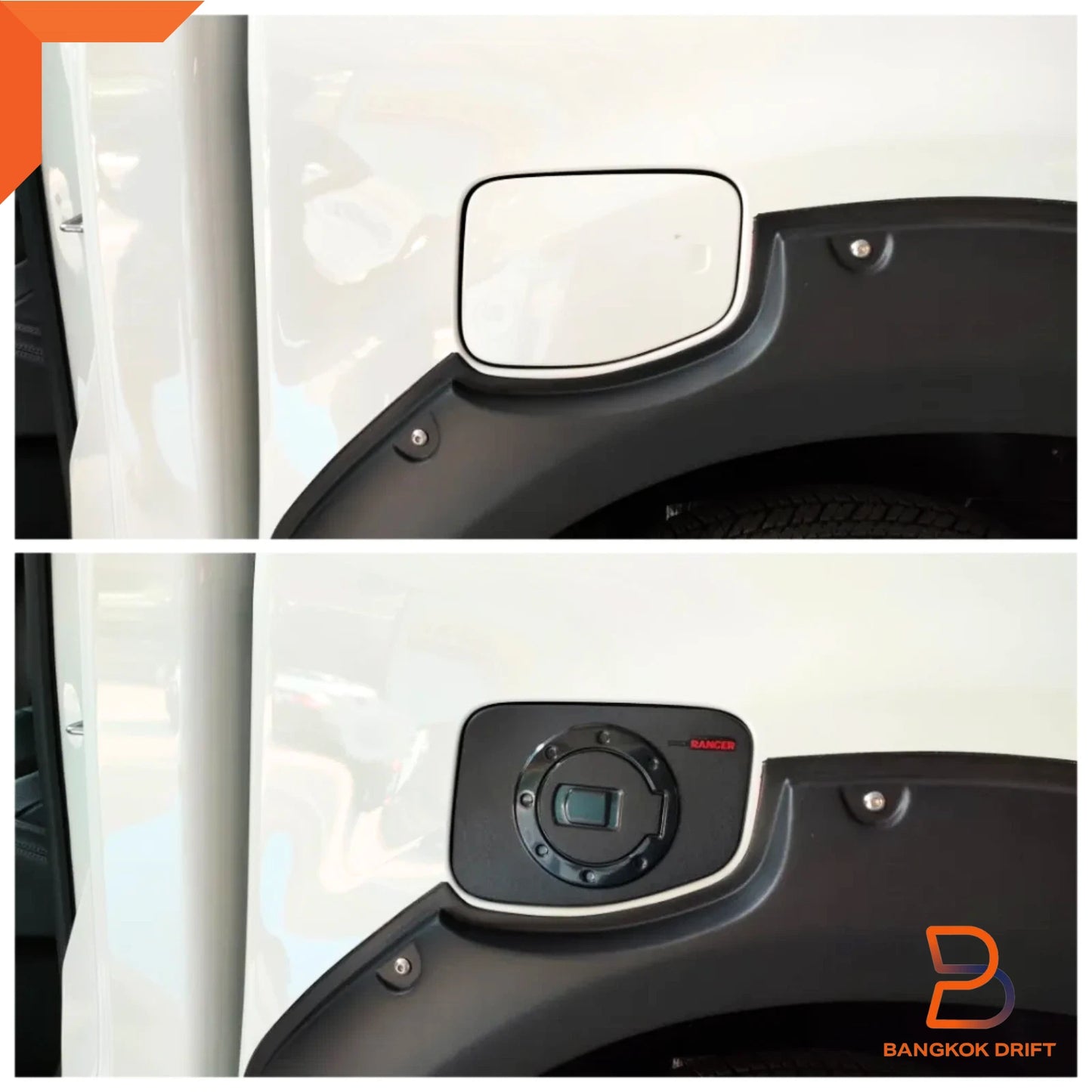 Black Fuel Oil Tank Cap Cover Trim for Ford Ranger T6 PX 2012-2021