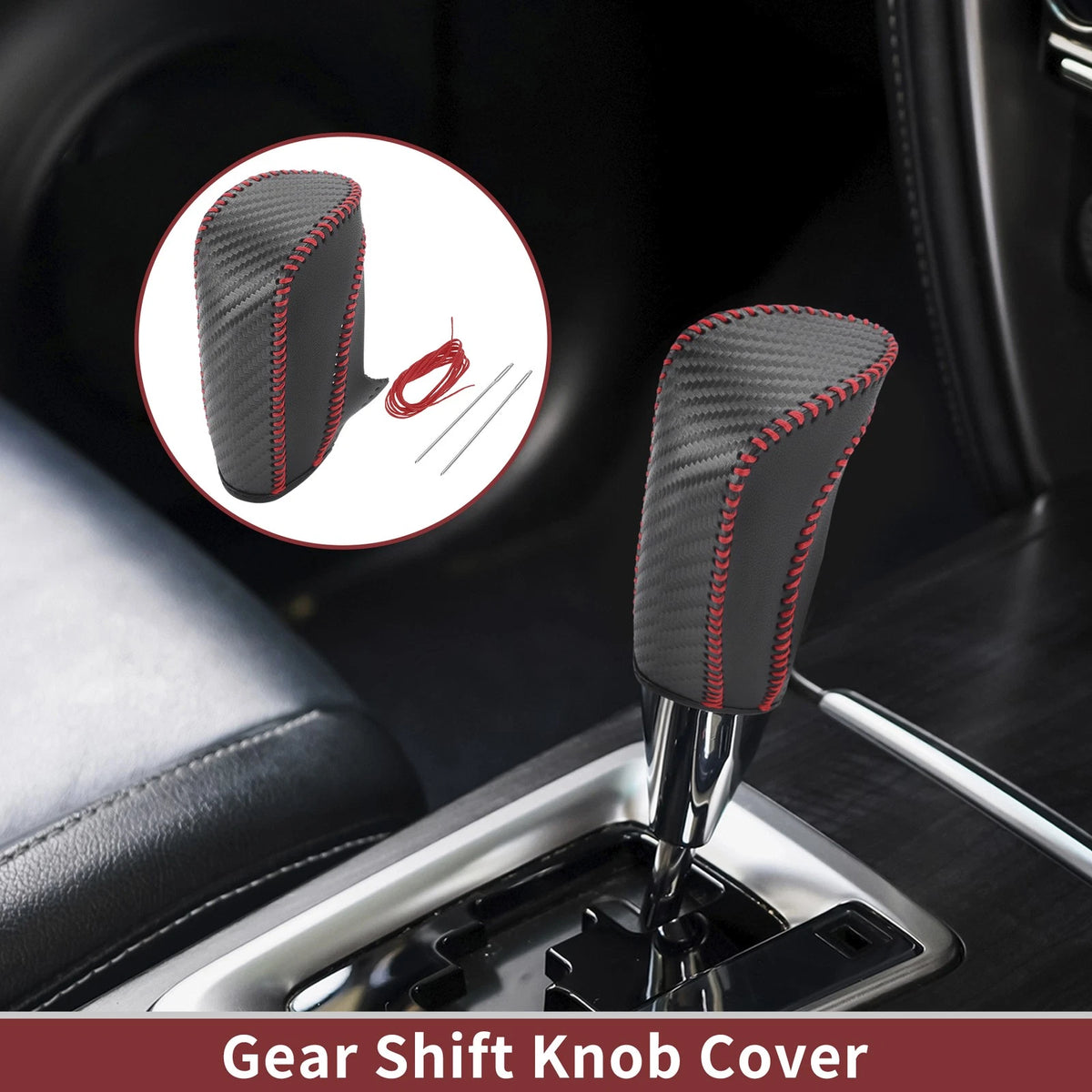 Car Gear Shift Knob Cover for Ford Fiesta (2009-2012) Black Red