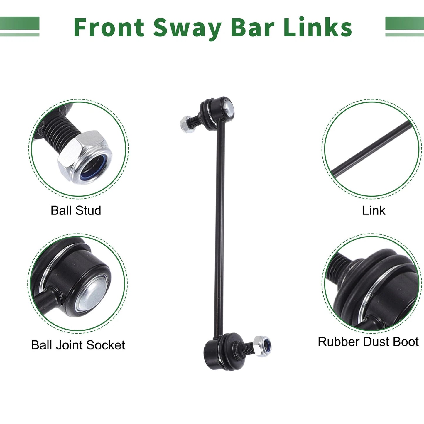 6pcs Front Suspension Kit Outer Tie Rod Ends & Sway Bar Links for Toyota Corolla
