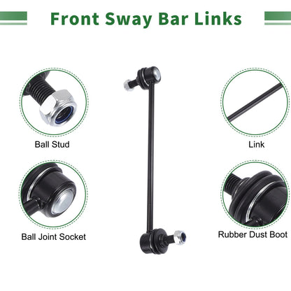 6pcs Front Suspension Kit Outer Tie Rod Ends & Sway Bar Links for Toyota Corolla