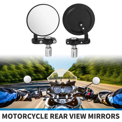 M8 Rear View Mirrors Round Shape Handlebar for Motorcycle Black Aluminum