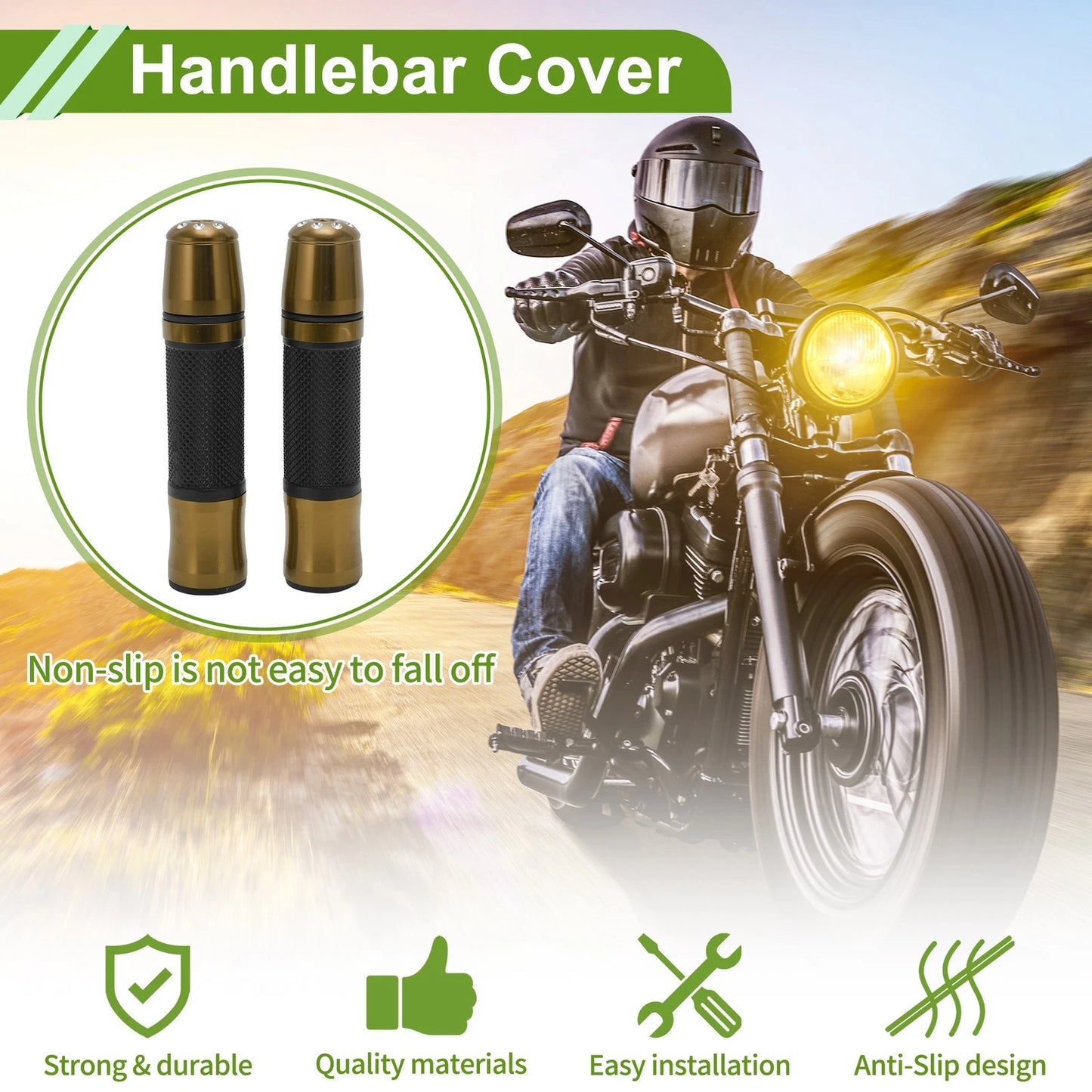 Grips / 7/8" 22mm / Aluminum Bronze Hand Grips for Motorcycle