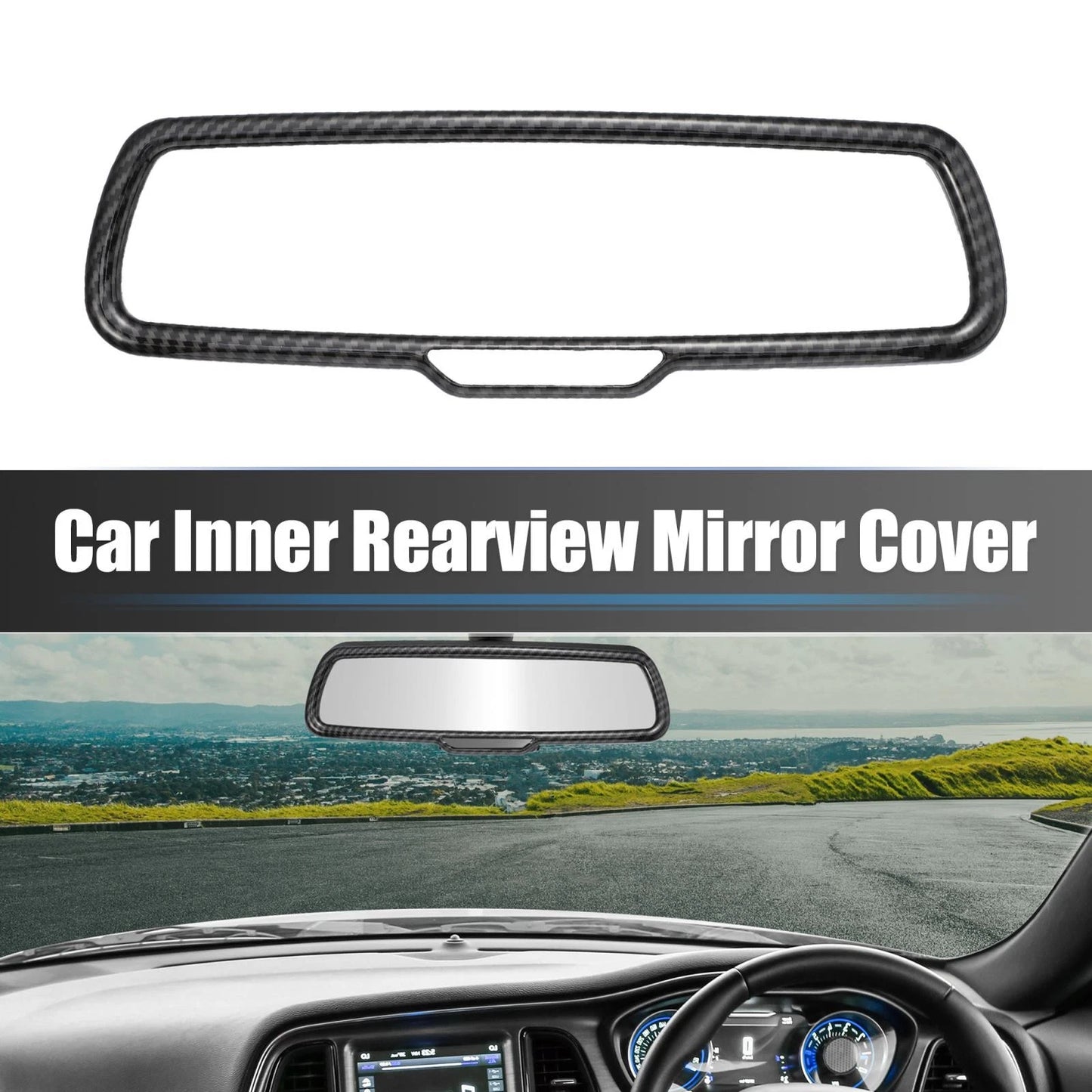 Rearview Mirror Cover for Dodge ABS Black Carbon Fiber Pattern