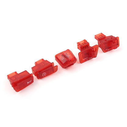 5Pcs Red Turn Signal Headlight Ignition Horn Switch Caps for GY6 50-150cc