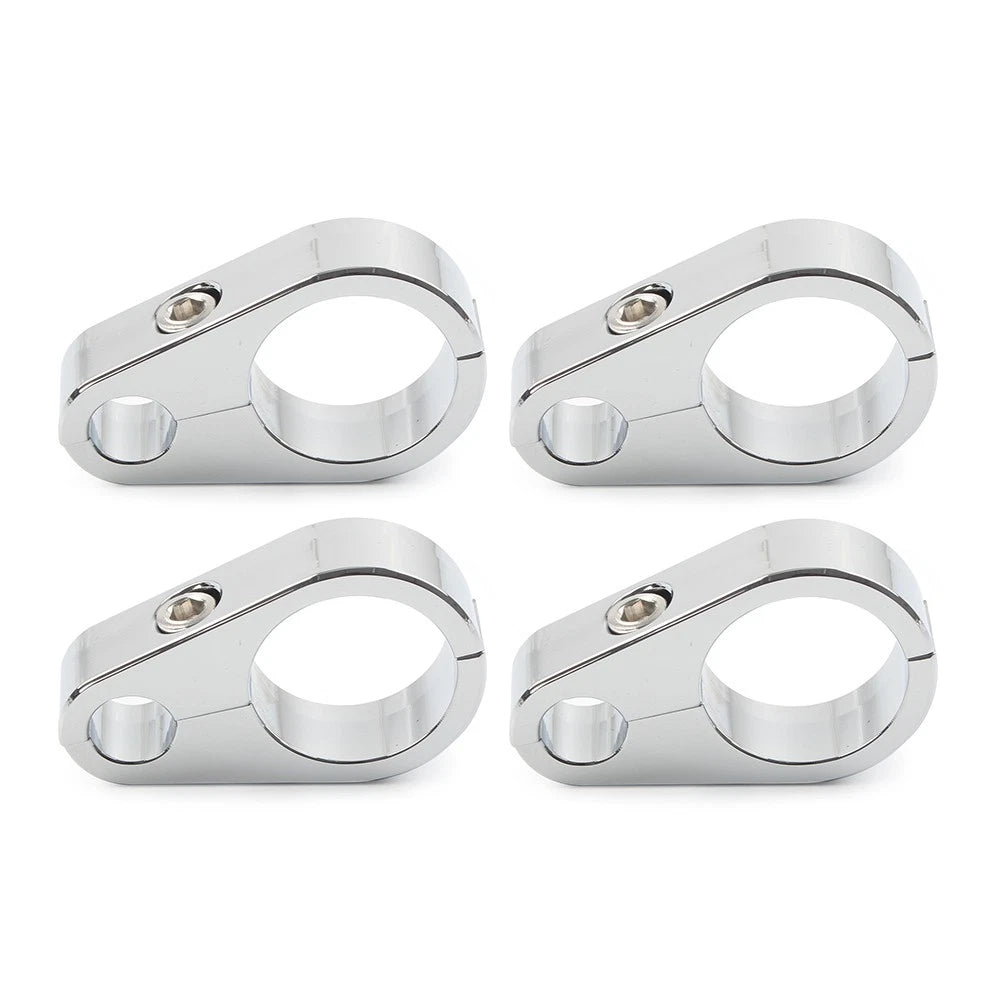 4X Chrome Brake Clutch Cable Wire Clamp Clip for Harley 1" Handlebar