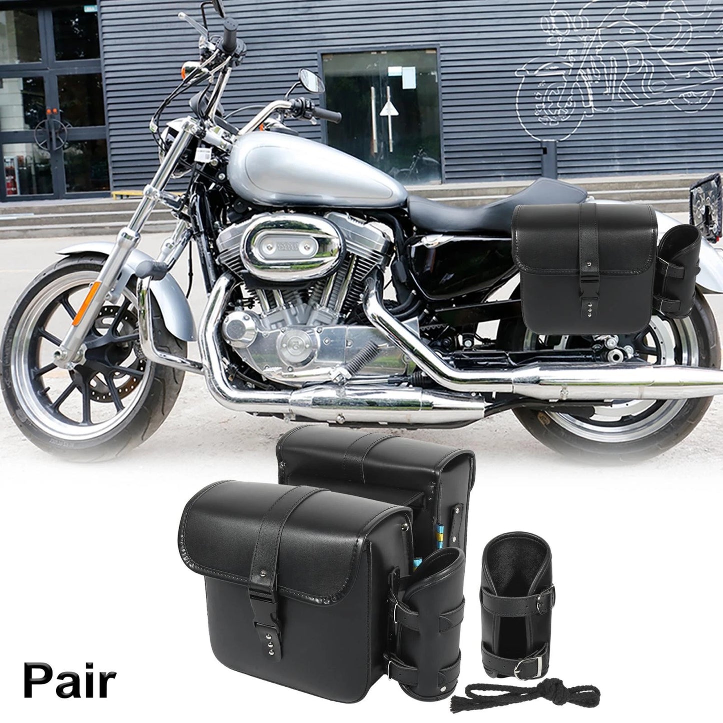 2 x Saddlebag Side Bags Tool Bags Cycling Luggage Faux Leather
