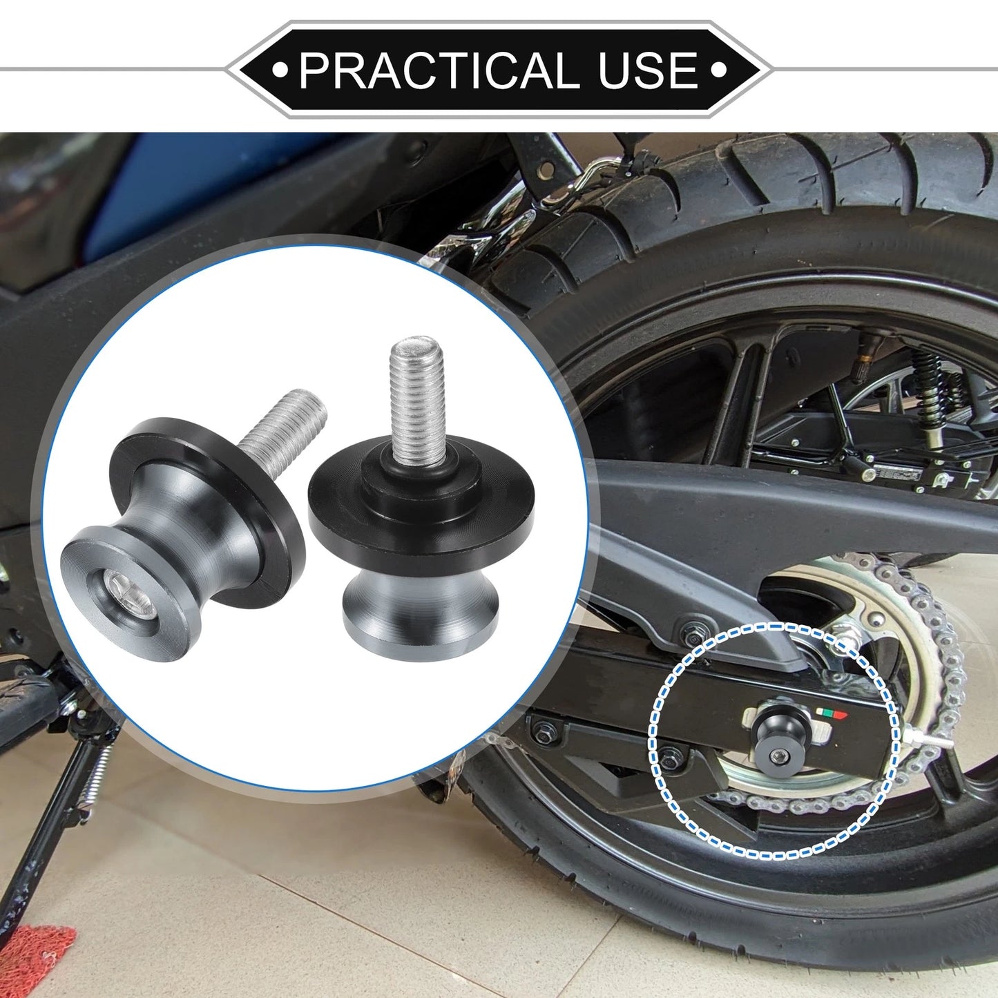 1 Pair Swingarm Spools 8mm CNC Titanium Tone for Motorbike