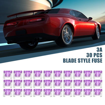 30 Pcs Mini Blade Style Fuses 3A for Automotive