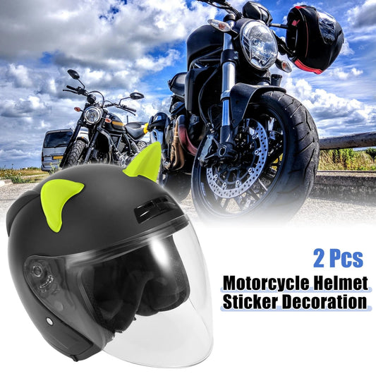 2 x Cat Ears Style Stick On Helmet Decoration Accessories Green TPU for Motorcycle