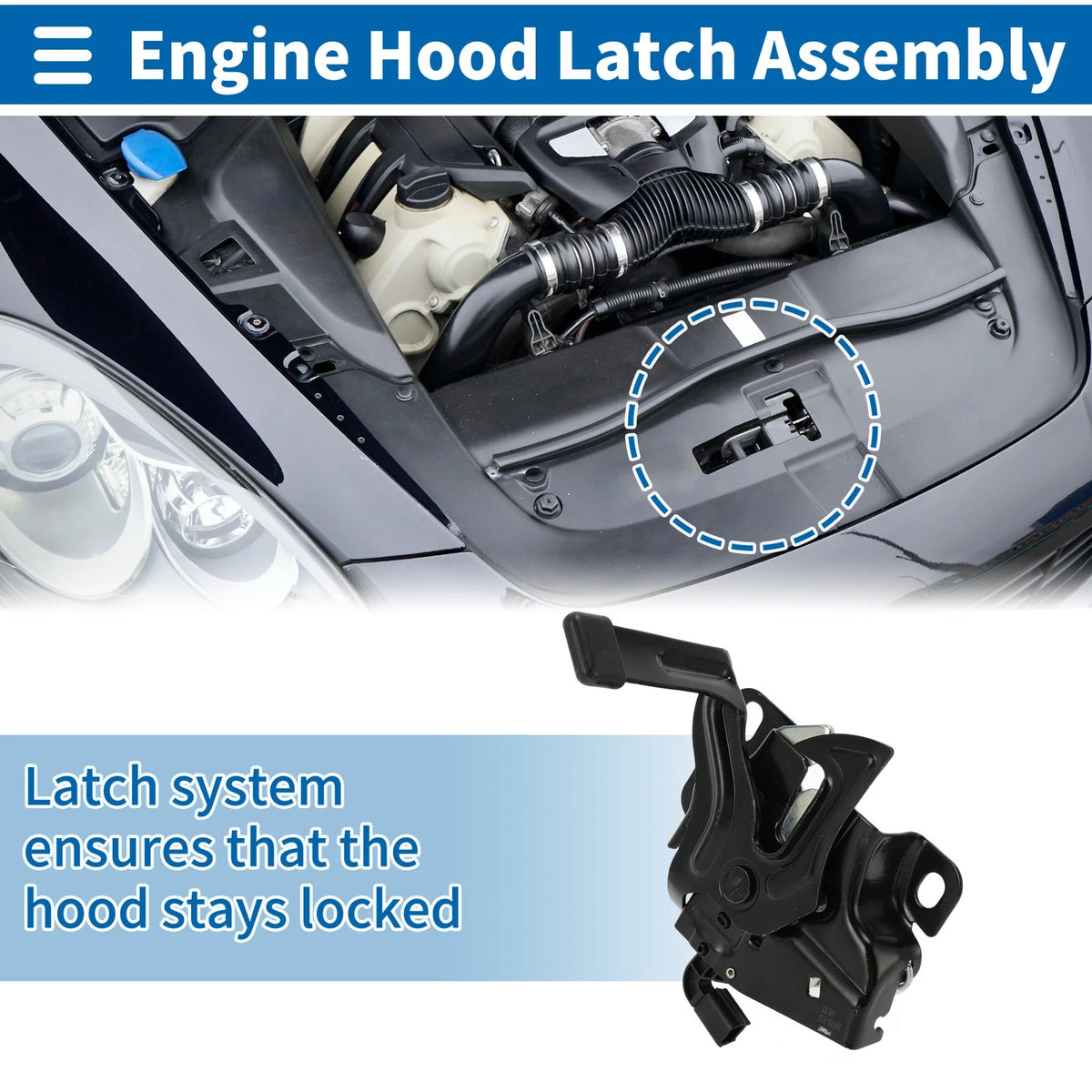 Hood Latch Assembly for Honda Accord 2.4L L4, 3.5L V6 (2013-2017)