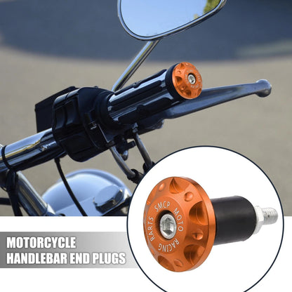 Pair 7/8 22mm Motorcycle Hand Grips End Caps Aluminum Orange for Motorcycle