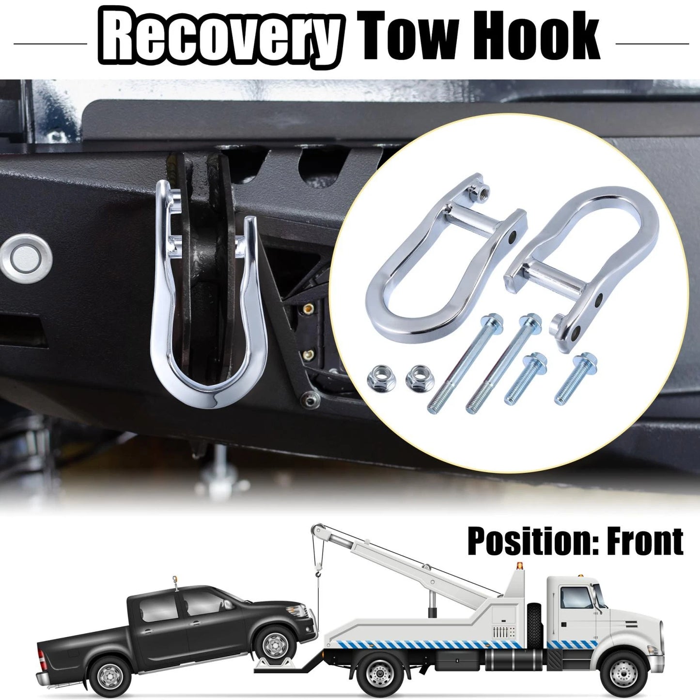 Tow Hook Kit Front Recovery for Chevy Silverado 1500 / GMC Sierra 1500
