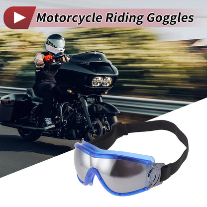 Goggles / One Size / Motorcycle Riding Sunglasses with Silver Tone Lens Blue Frame for Motorcycle