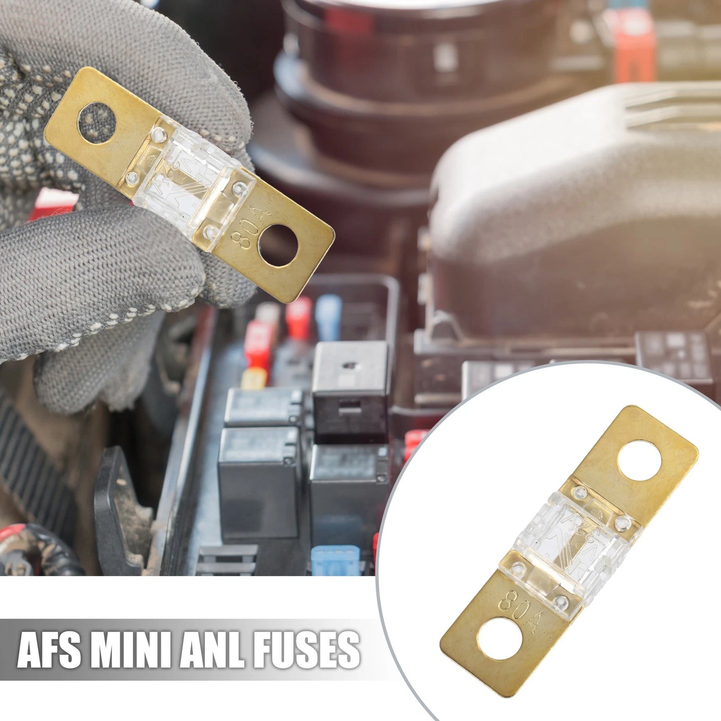 80A 32V Bolt on AMI Fuse for Automotive Marine Audio Video System Gold Tone