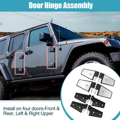 8pcs Car Door Hinge Kit w/ Bolts for Jeep Wrangler JK (2007-2018) Stainless Steel