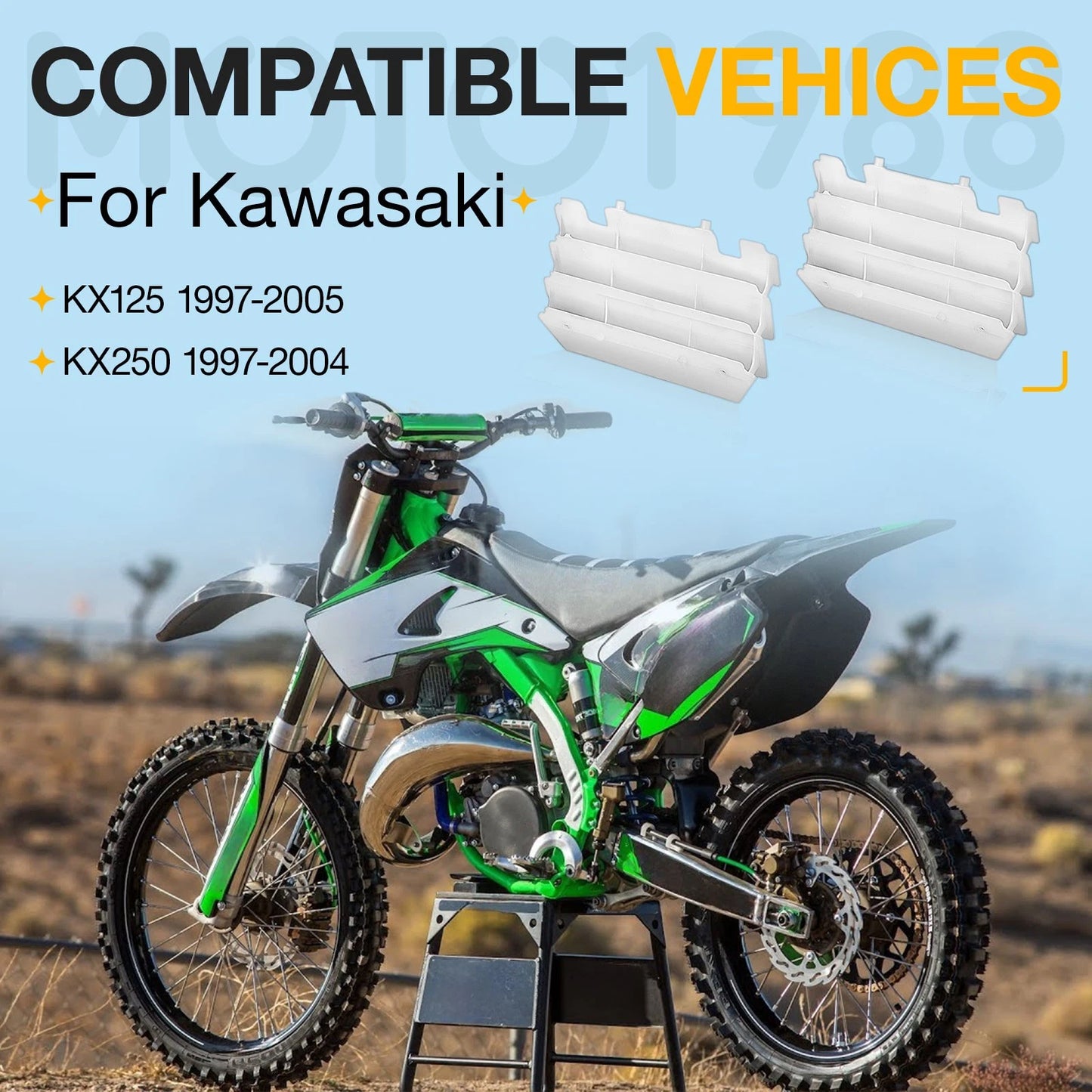 Radiator Louvers Guards for Kawasaki KX125/KX250 1997-2004 White