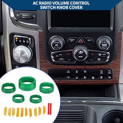 Gear Shift Headlight Media Knob Cover 5 x for Dodge RAM Green (2013-2017)
