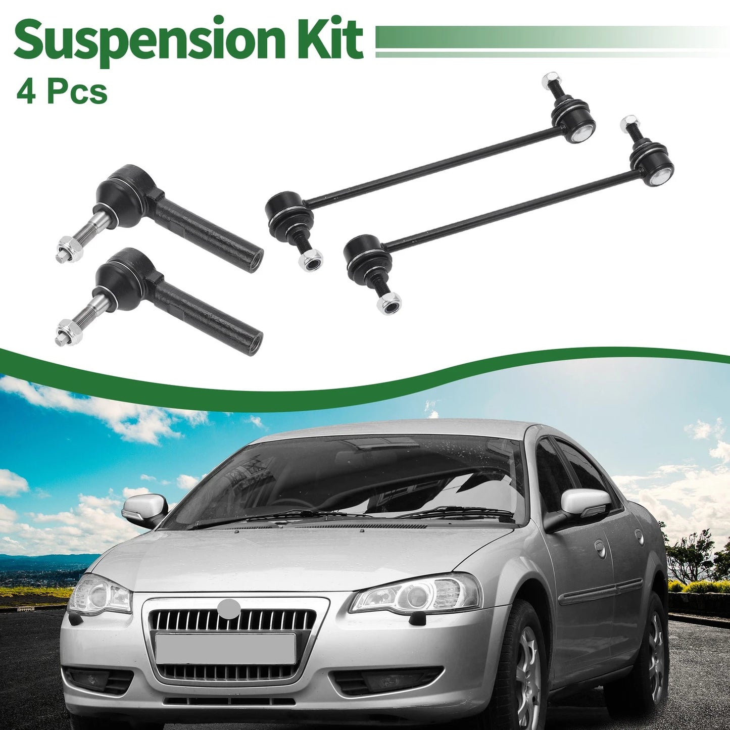 4 x Front Outer Tie Rod Ends & Sway Bar Link for Chrysler Sebring (2007-2008)